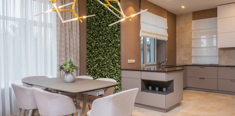 Nowoczesna kuchnia – aranżacja z zieloną ścianą!